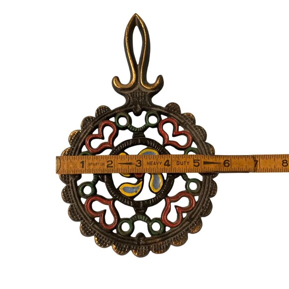 Vintage Ornate Trivet Cast Iron Decorative Wall Hanging Kitchen Decor - Picture 4 of 4